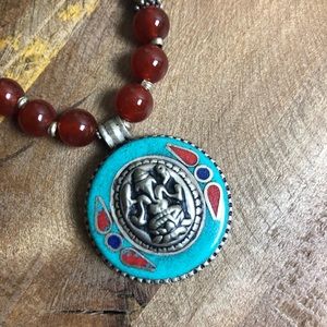 Beaded Ganesh Pendant Necklace